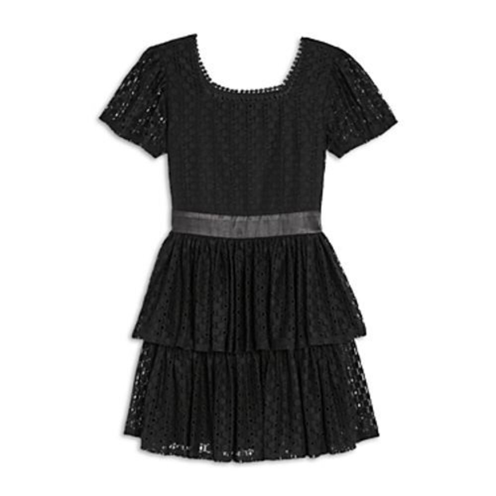 Aqua Girl Black Short Sleeve Lace Circle Dress Size L 10/12